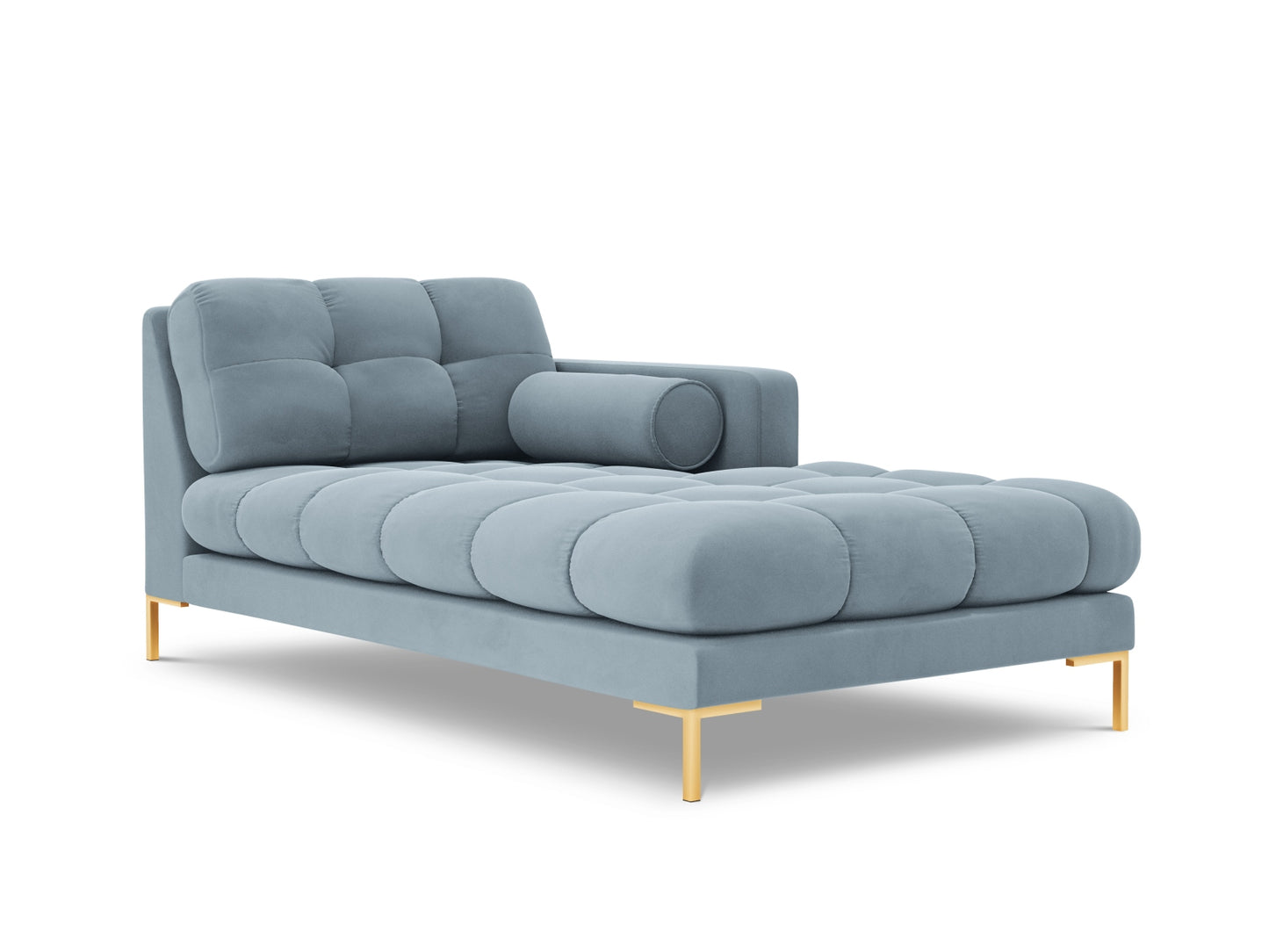 Bali Chaise Longue, 102x185 cm — Light Blue / Gold Metal / Right