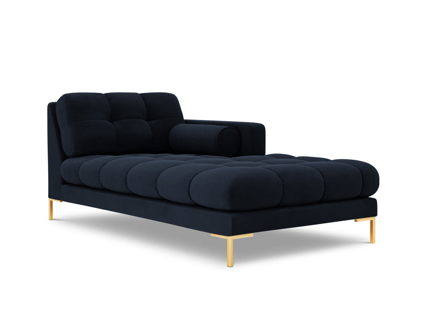 Bali Chaise Longue, 102x185 cm — Dark Blue / Gold Metal / Right