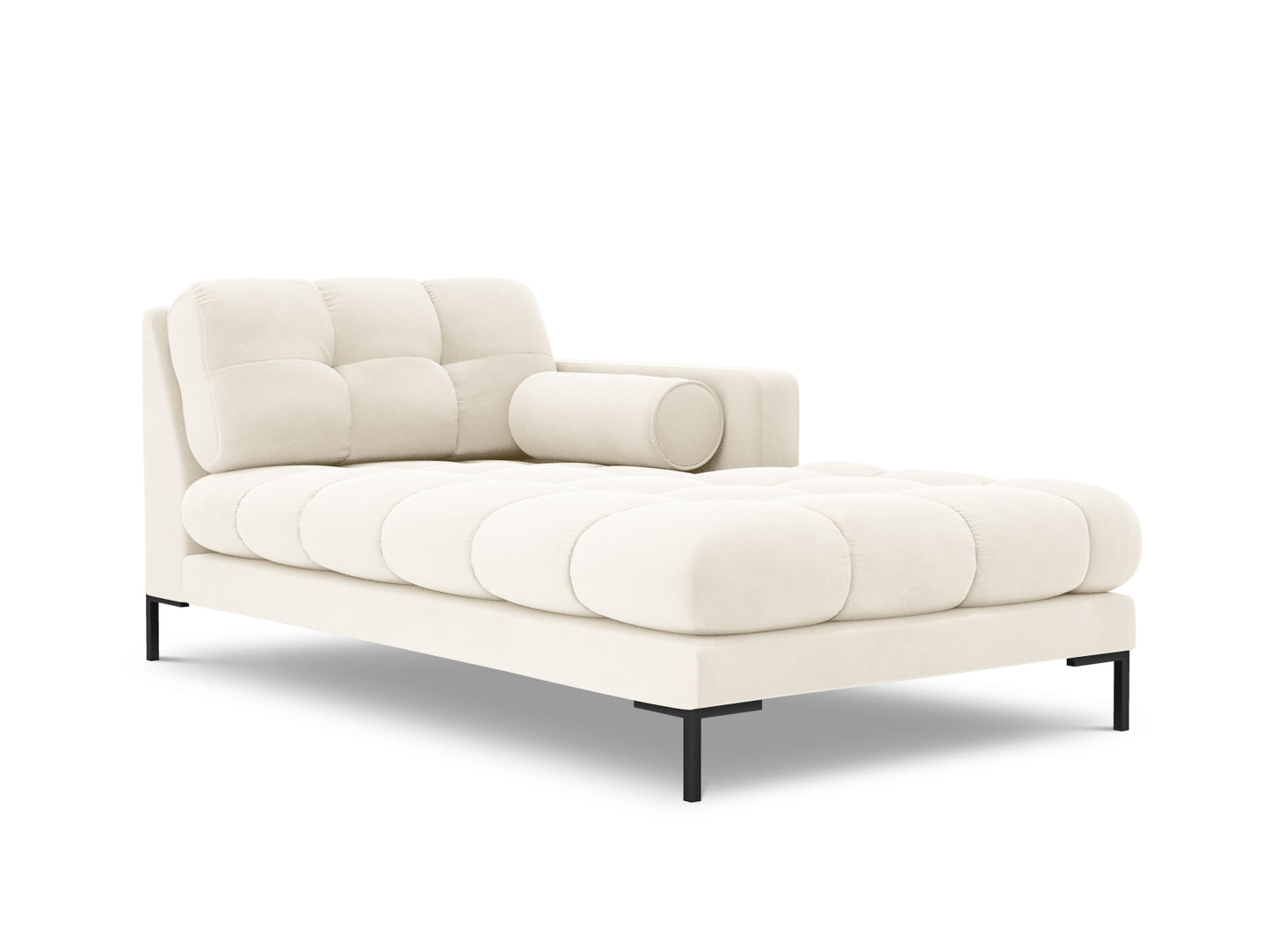 Bali Chaise Longue, 102x185 cm — Light Beige / Black Metal / Right
