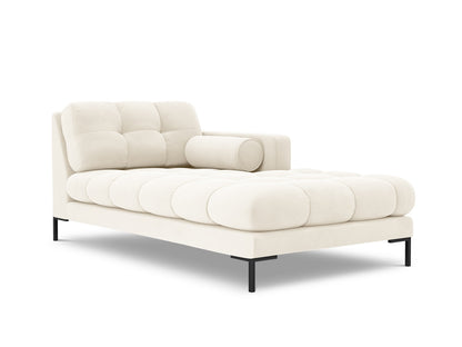 Bali Chaise Longue, 102x185 cm — Light Beige / Black Metal / Right