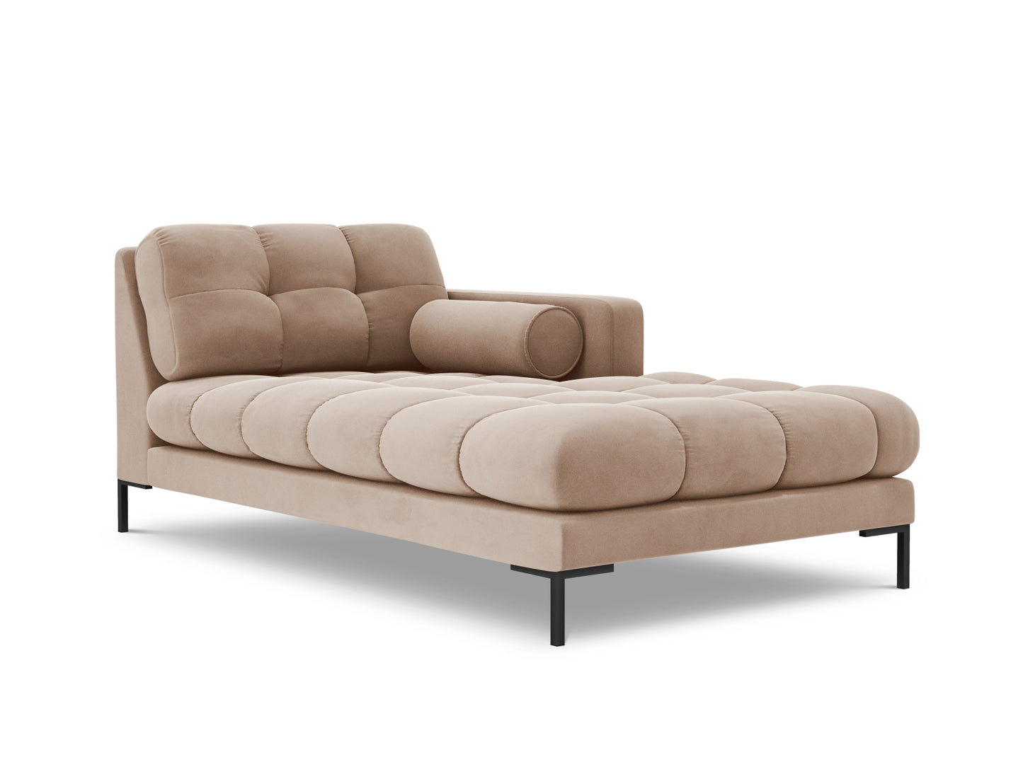Bali Chaise Longue, 102x185 cm — Beige / Black Metal / Right