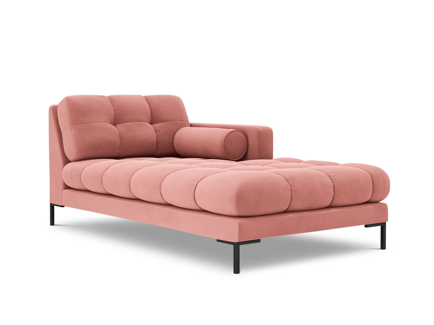 Bali Chaise Longue, 102x185 cm — Pink / Black Metal / Right