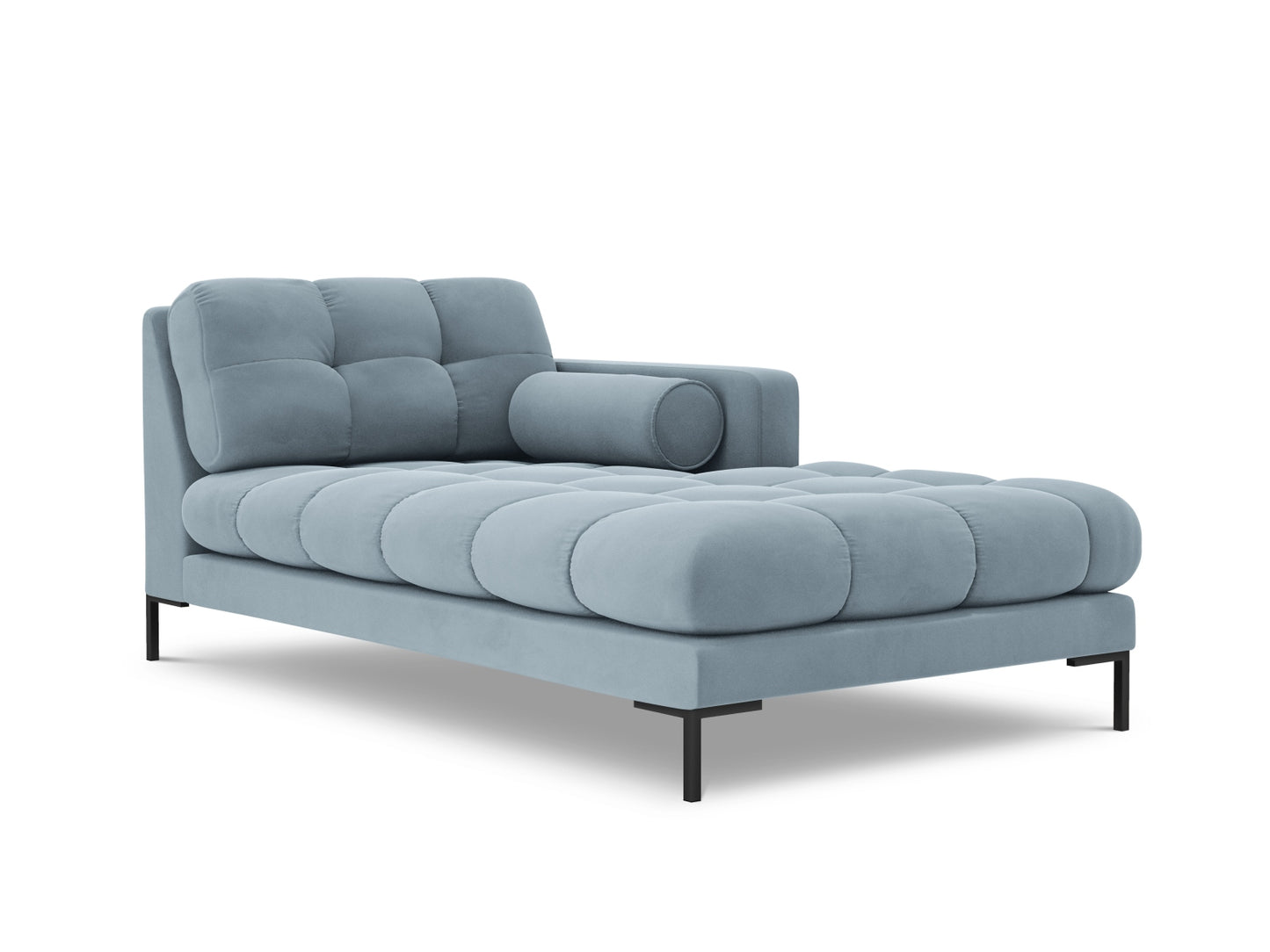 Bali Chaise Longue, 102x185 cm — Light Blue / Black Metal / Right