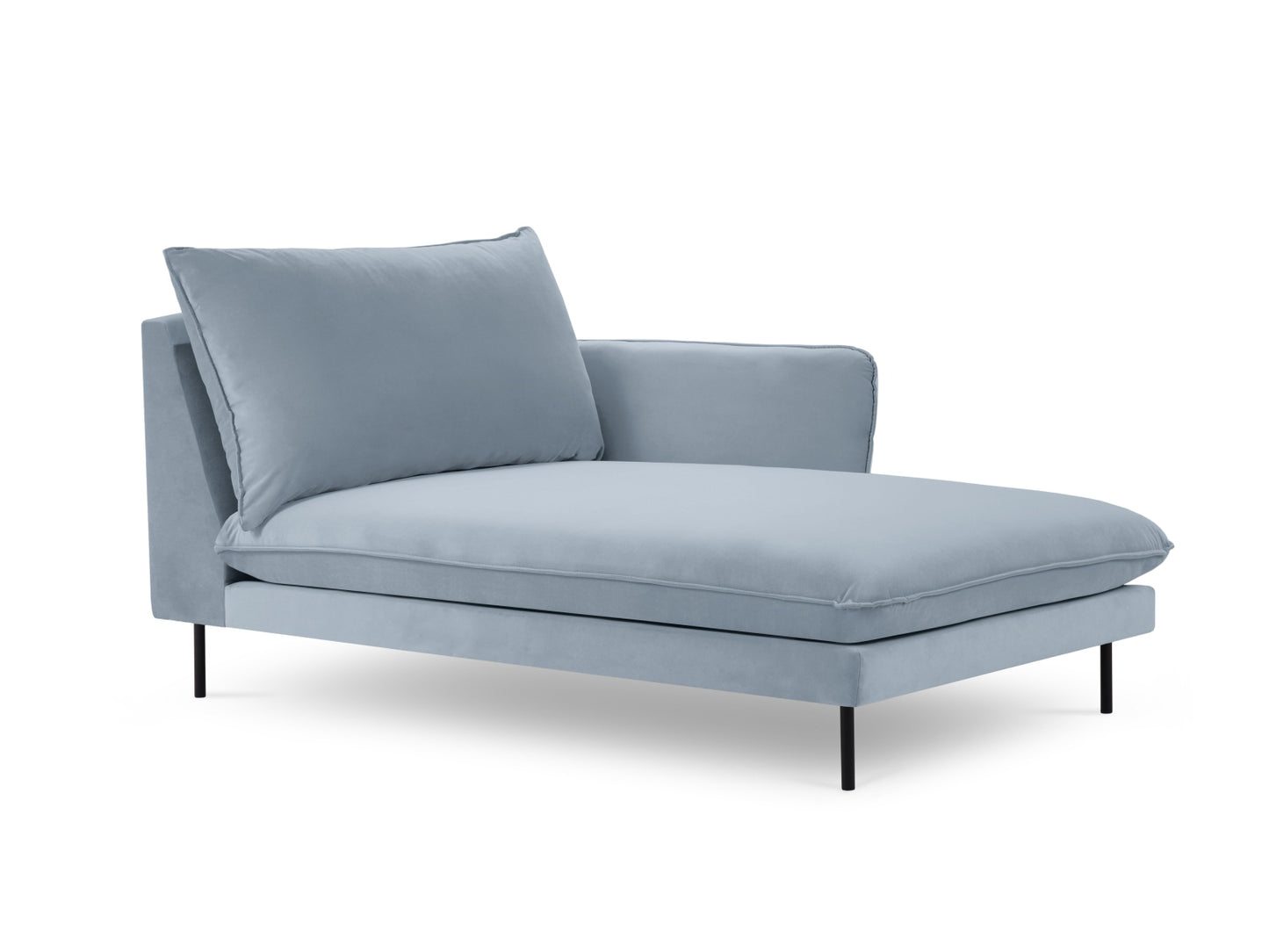 Vienna Chaise Longue, 110x170 cm — Light Blue / Black Metal / Right