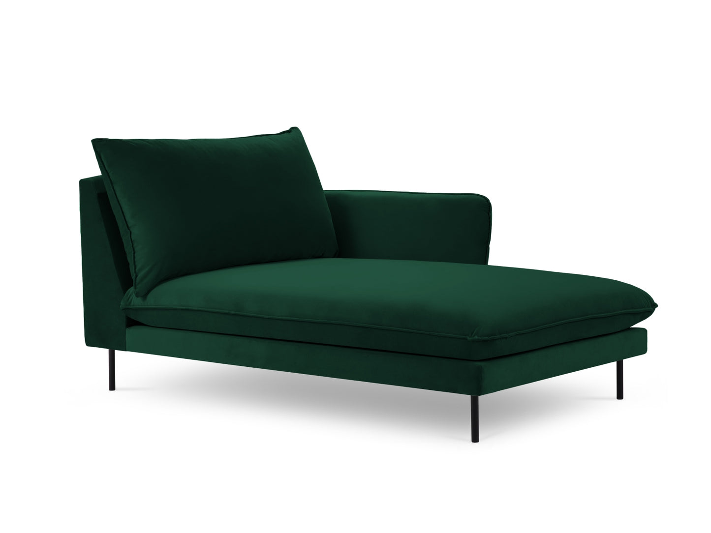 Vienna Chaise Longue, 110x170 cm — Bottle Green / Black Metal / Right