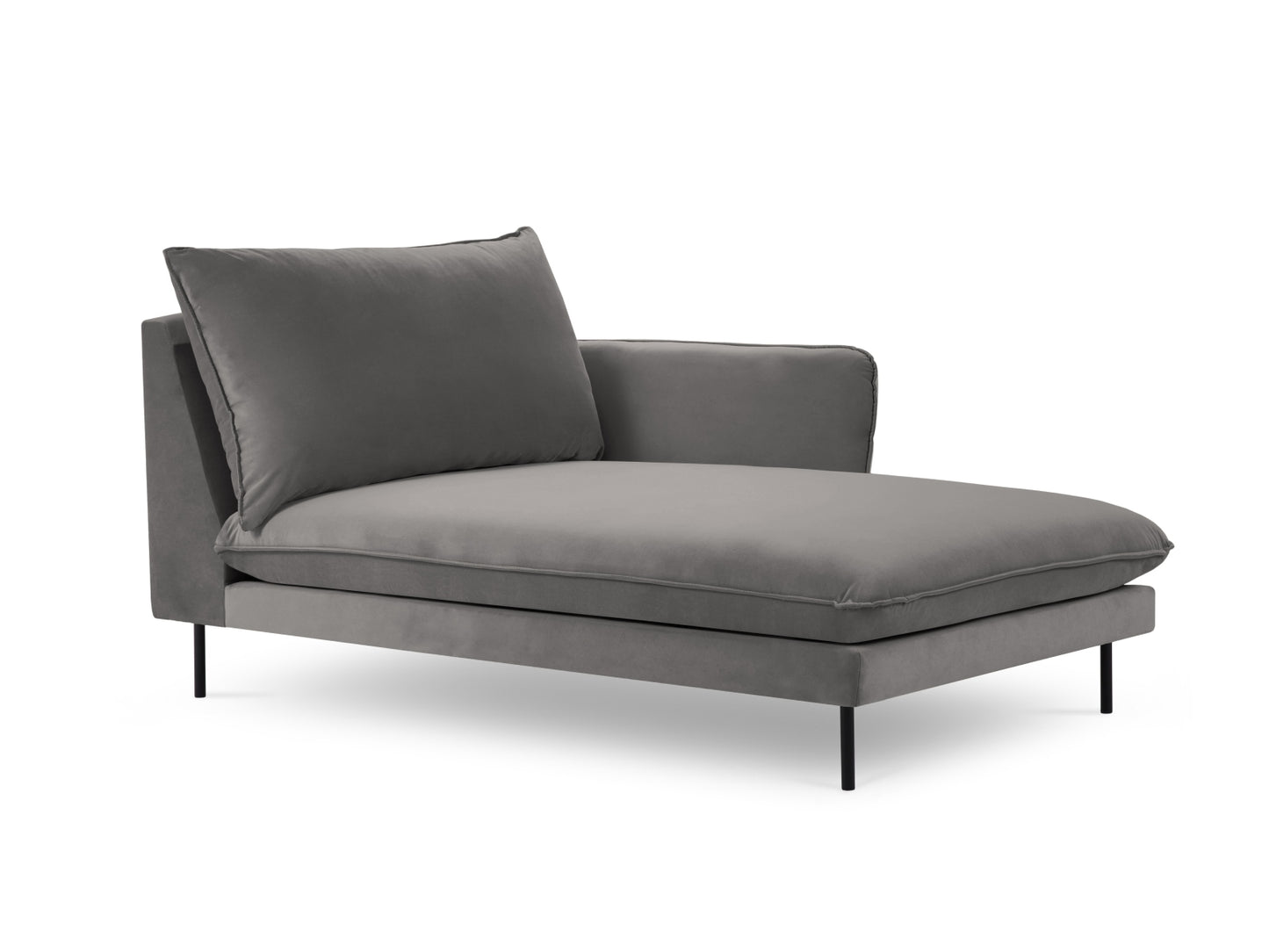 Vienna Chaise Longue, 110x170 cm — Light Grey / Black Metal / Right