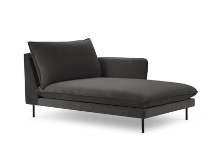 Vienna Chaise Longue, 110x170 cm — Dark Grey / Black Metal / Right
