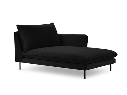 Vienna Chaise Longue, 110x170 cm — Black / Black Metal / Right
