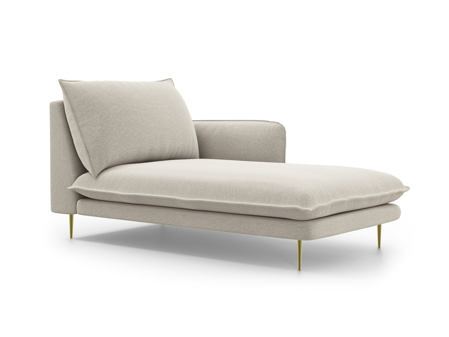 Vienna Chaise Longue, 110x170 cm — Light Beige / Gold Metal / Right