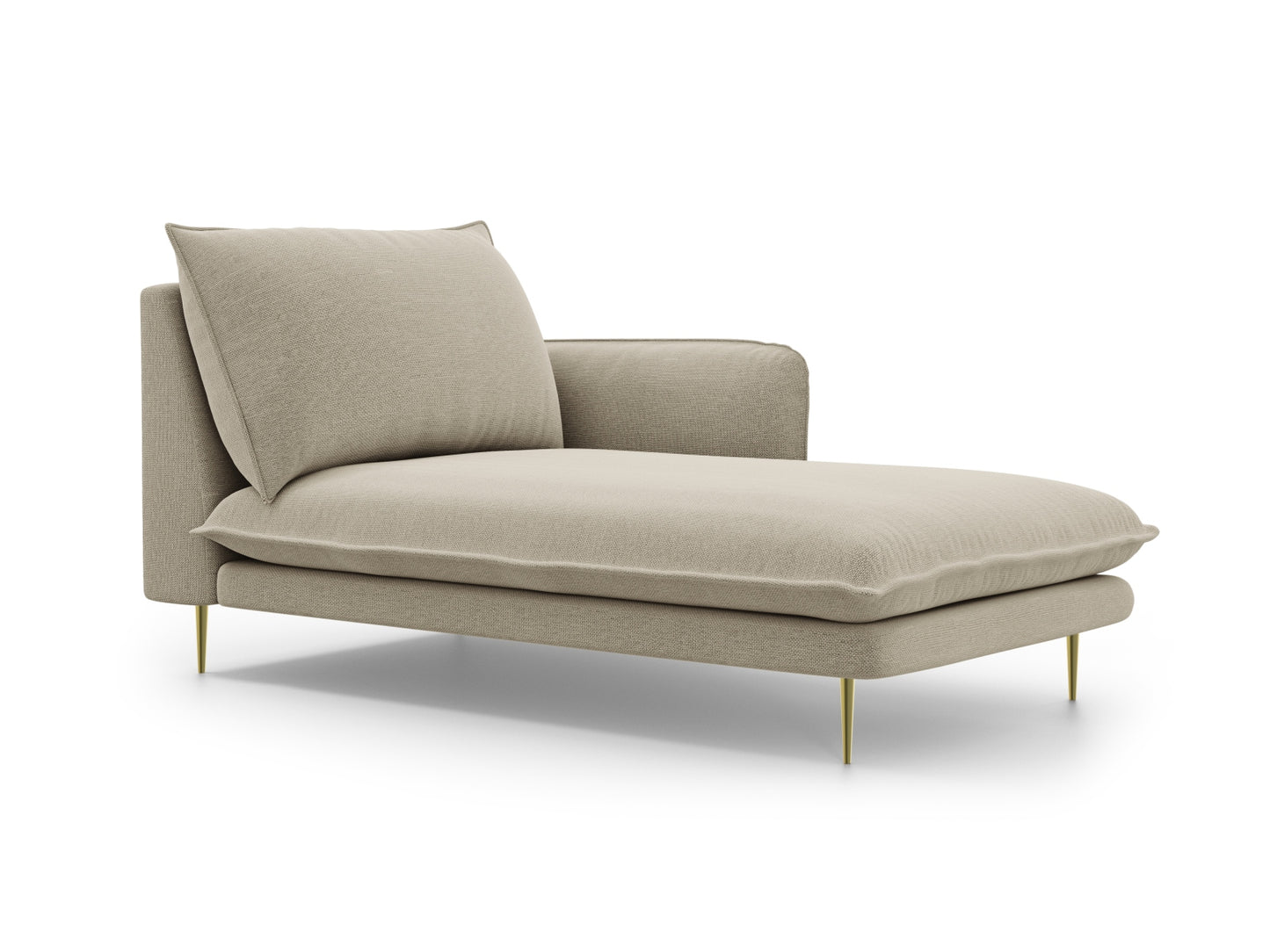 Vienna Chaise Longue, 110x170 cm — Beige / Gold Metal / Right
