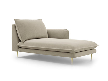 Vienna Chaise Longue, 110x170 cm — Beige / Gold Metal / Right
