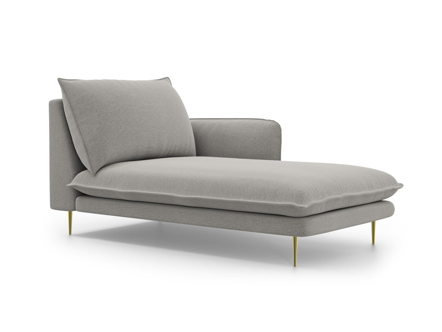 Vienna Chaise Longue, 110x170 cm — Light Grey / Gold Metal / Right