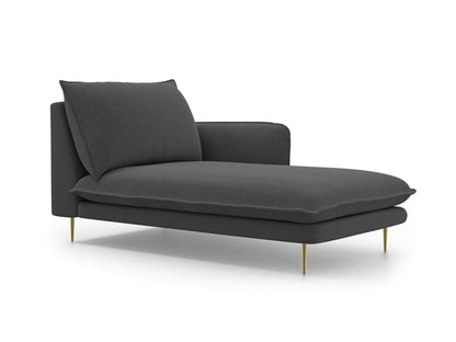 Vienna Chaise Longue, 110x170 cm — Dark Grey / Gold Metal / Right