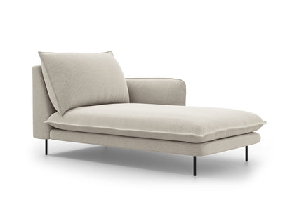 Vienna Chaise Longue, 110x170 cm — Light Beige / Black Metal / Right