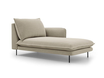 Vienna Chaise Longue, 110x170 cm — Beige / Black Metal / Right