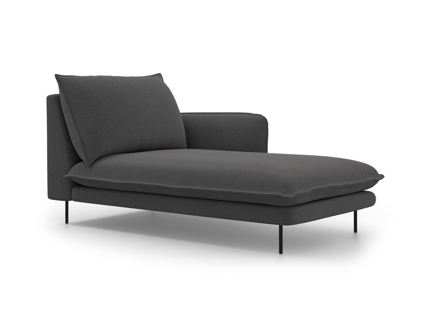 Vienna Chaise Longue, 110x170 cm — Dark Grey / Black Metal / Right