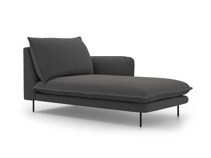 Vienna Chaise Longue, 110x170 cm — Dark Grey / Black Metal / Right