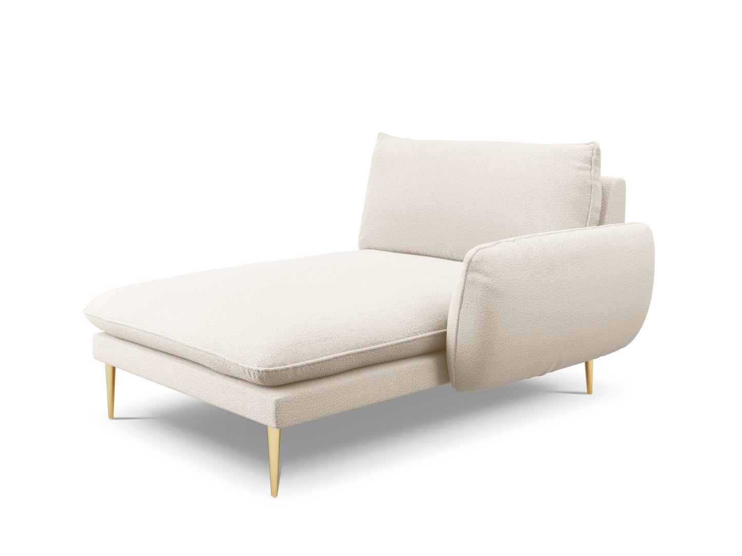 Vienna Chaise Longue, 110x170 cm — Beige / Gold Metal / Right