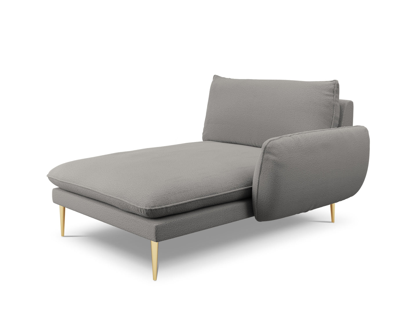 Vienna Chaise Longue, 110x170 cm — Grey / Gold Metal / Right