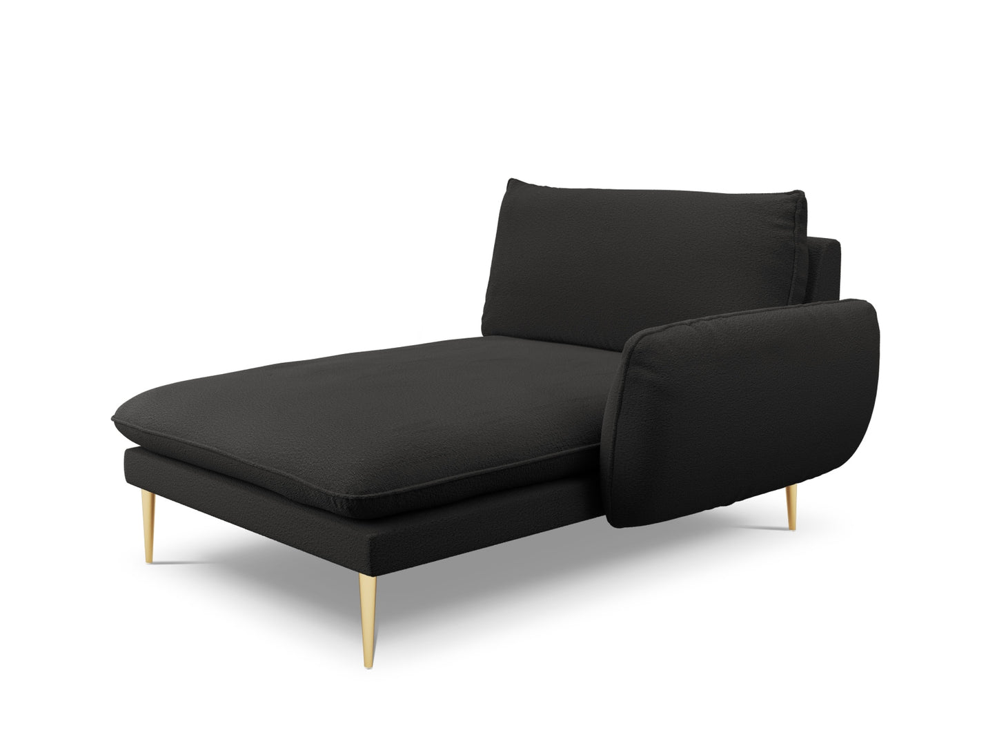 Vienna Chaise Longue, 110x170 cm — Black / Gold Metal / Right