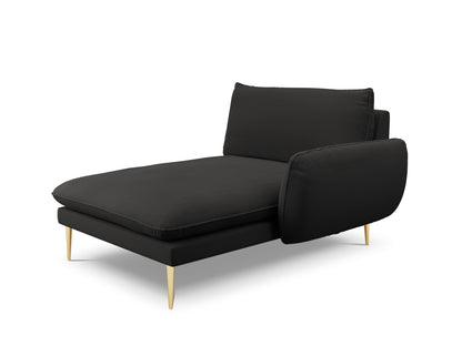 Vienna Chaise Longue, 110x170 cm — Black / Gold Metal / Right