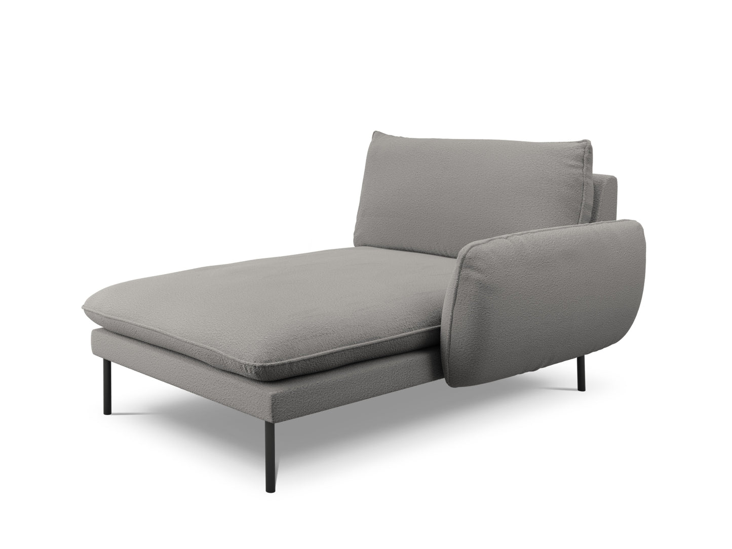 Vienna Chaise Longue, 110x170 cm — Grey / Black Metal / Right