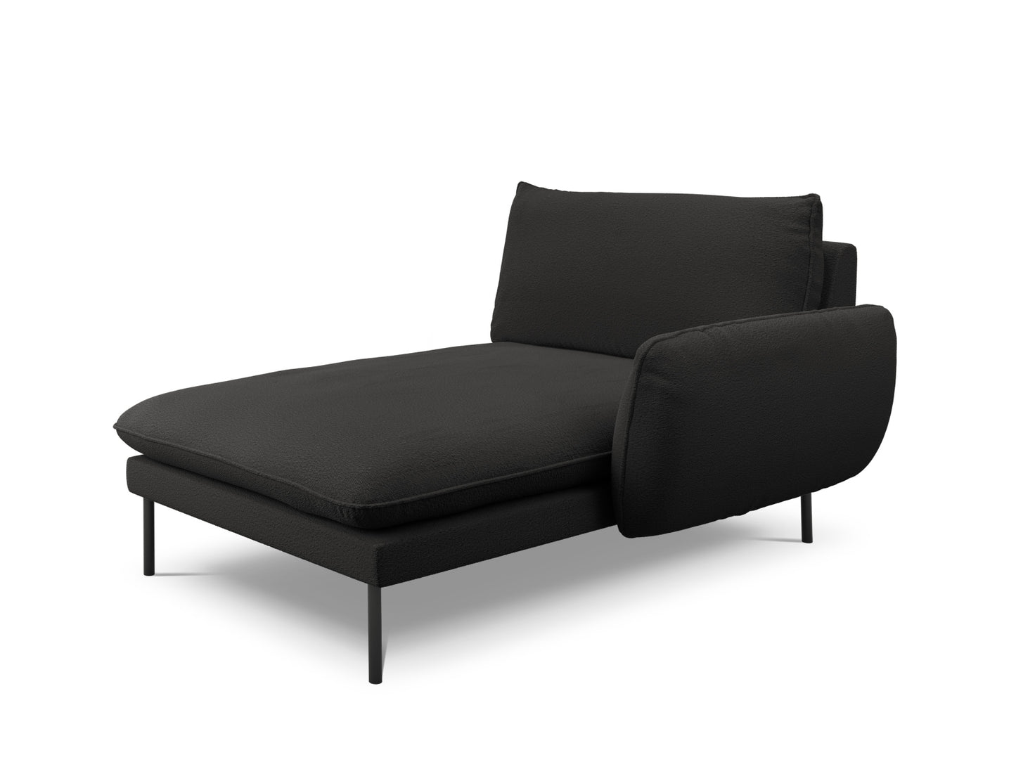 Vienna Chaise Longue, 110x170 cm — Black / Black Metal / Right