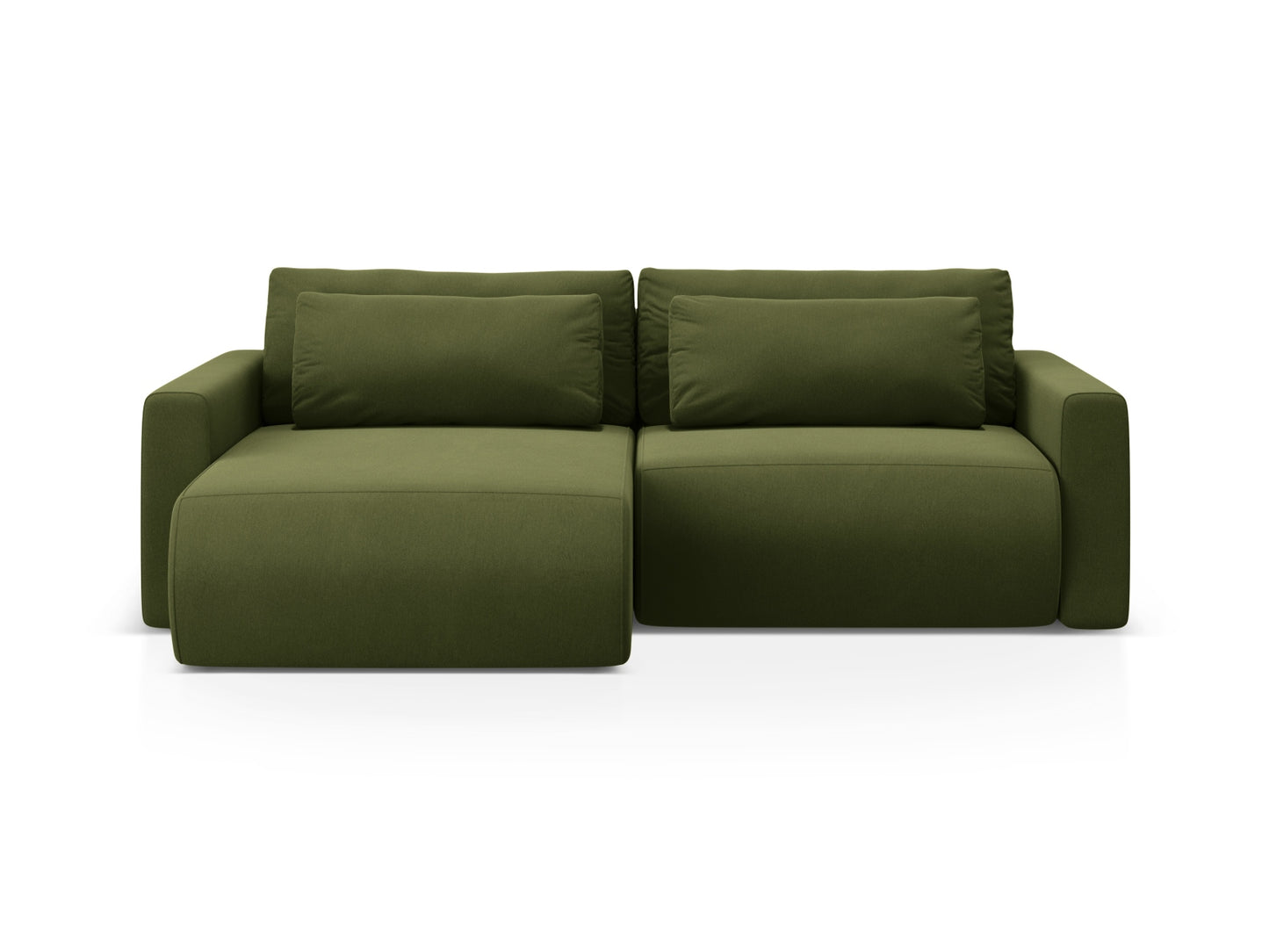Belfast Reversible Corner Sofa With Bed Function And Box, 3 Seats, 240x149 cm — Army Green