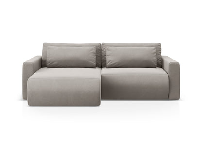 Belfast Reversible Corner Sofa With Bed Function And Box, 3 Seats, 240x149 cm — Warm grey