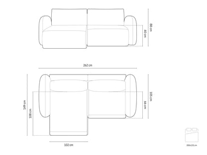 Tonale Reversible Corner Sofa With Bed Function And Box, 4 Seats, 262x149 cm