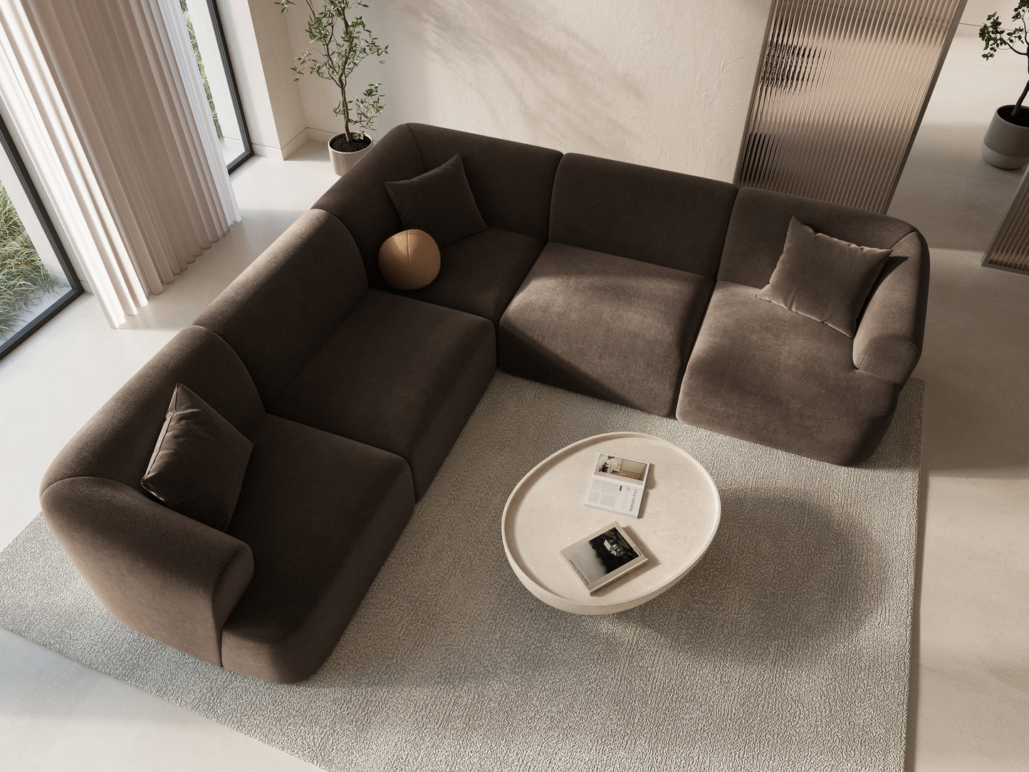 Campi Modular Symmetrical Corner Sofa, 6 Seats, 255x255 cm