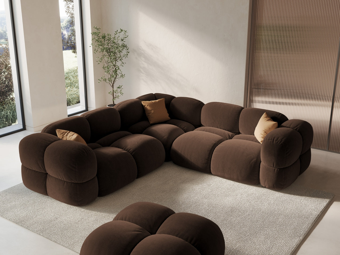 Loretto Symmetrical Corner Sofa, 4 Seats, 250x250 cm