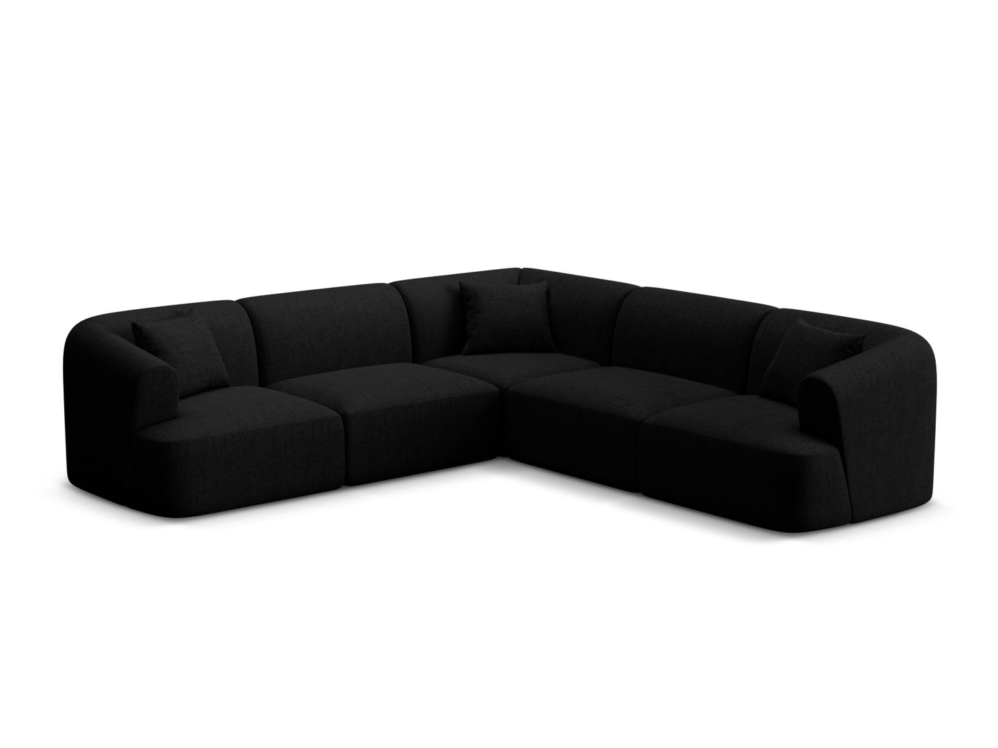 Campi Modular Symmetrical Corner Sofa, 6 Seats, 255x255 cm — Black