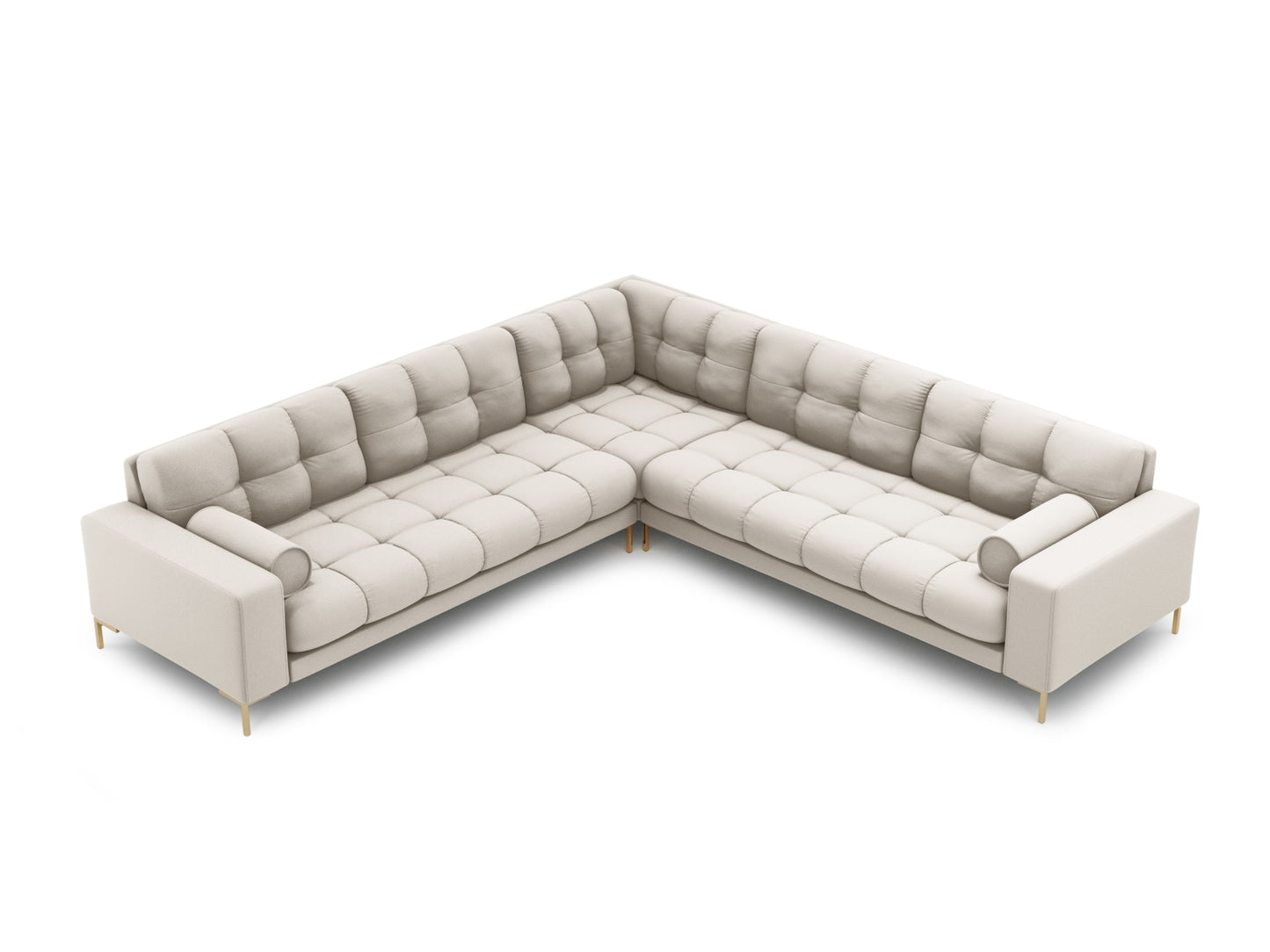 Bali Symmetrical Corner Sofa, 6 Seats, 256x256 cm — Beige / Gold Metal