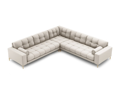 Bali Symmetrical Corner Sofa, 6 Seats, 256x256 cm — Beige / Gold Metal