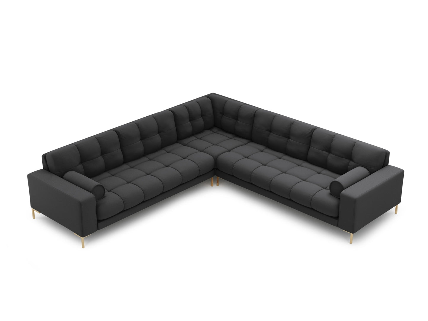 Bali Symmetrical Corner Sofa, 6 Seats, 256x256 cm — Dark Grey / Gold Metal