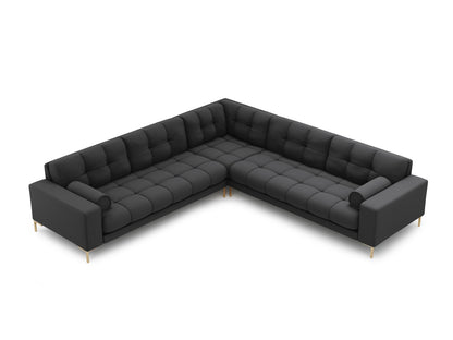 Bali Symmetrical Corner Sofa, 6 Seats, 256x256 cm — Dark Grey / Gold Metal