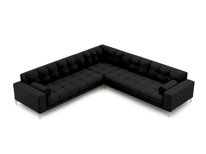 Bali Symmetrical Corner Sofa, 6 Seats, 256x256 cm — Black / Gold Metal
