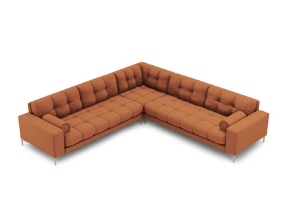 Bali Symmetrical Corner Sofa, 6 Seats, 256x256 cm — Brick / Gold Metal