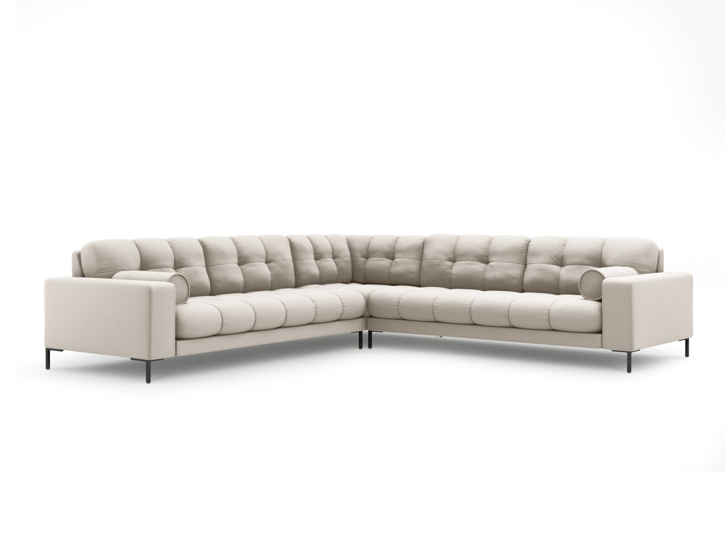 Bali Symmetrical Corner Sofa, 6 Seats, 256x256 cm — Beige / Black Metal