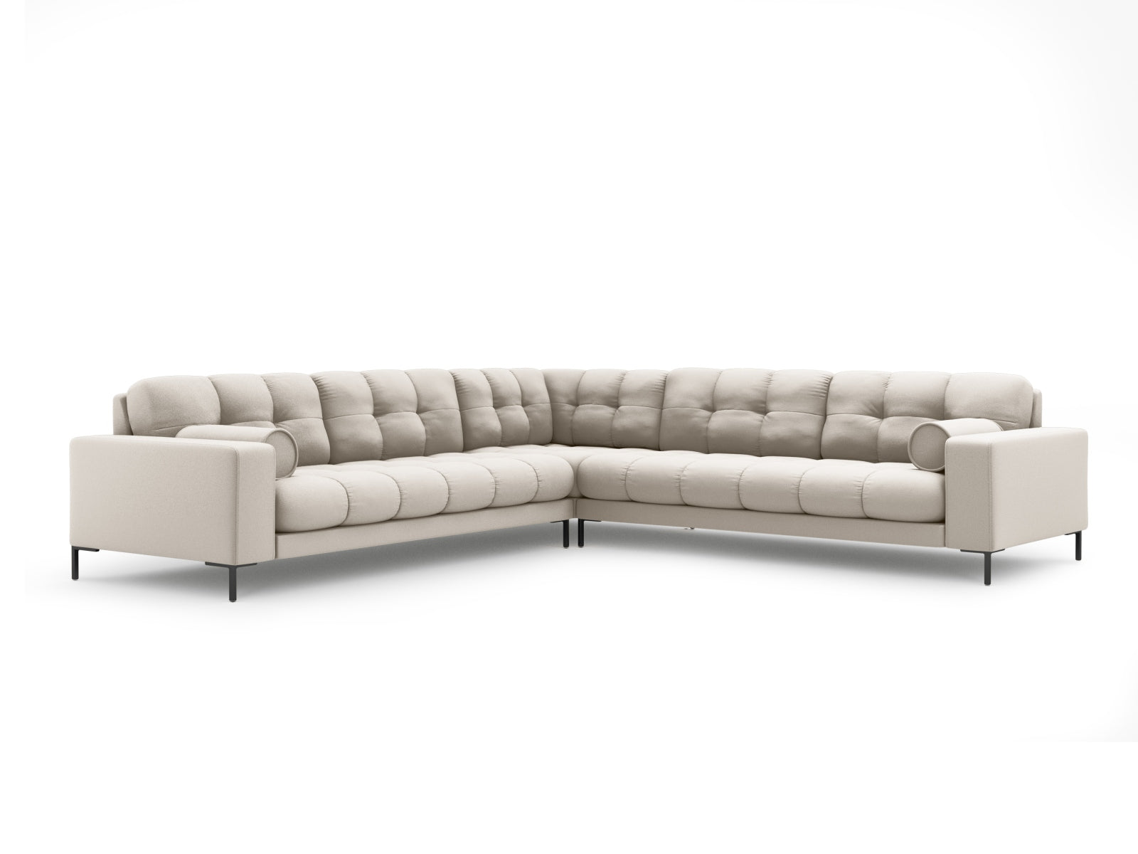 Bali Symmetrical Corner Sofa, 6 Seats, 256x256 cm — Beige / Black Metal