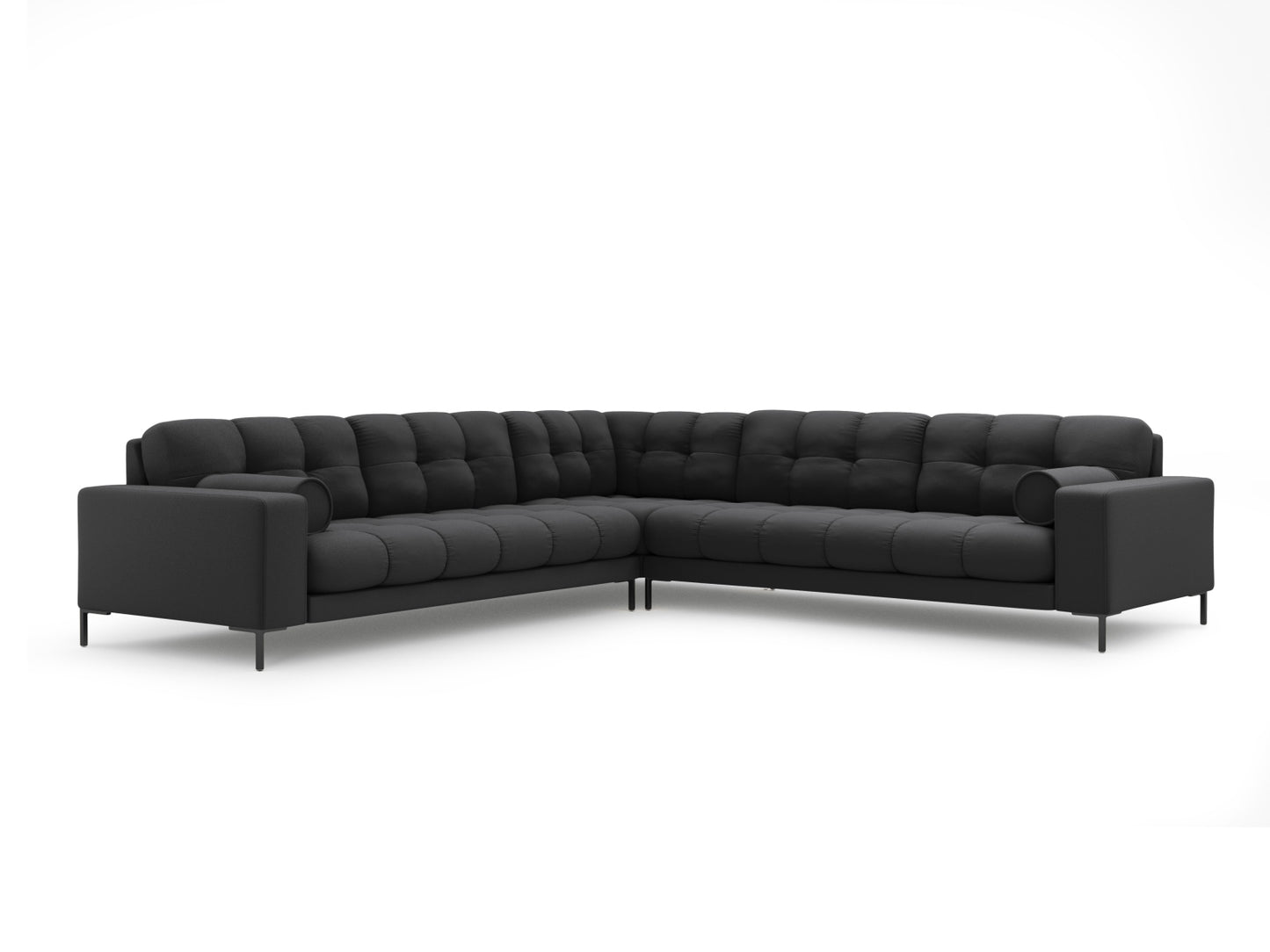 Bali Symmetrical Corner Sofa, 6 Seats, 256x256 cm — Dark Grey / Black Metal