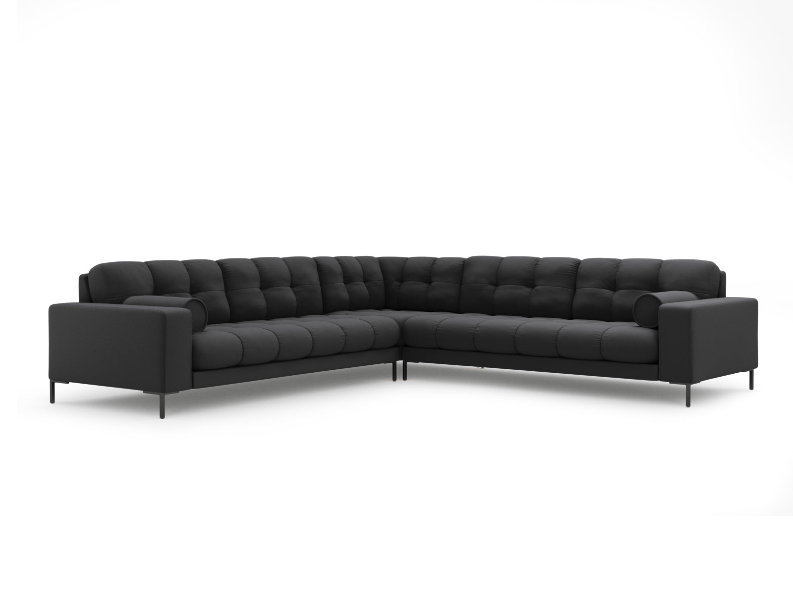 Bali Symmetrical Corner Sofa, 6 Seats, 256x256 cm — Dark Grey / Black Metal
