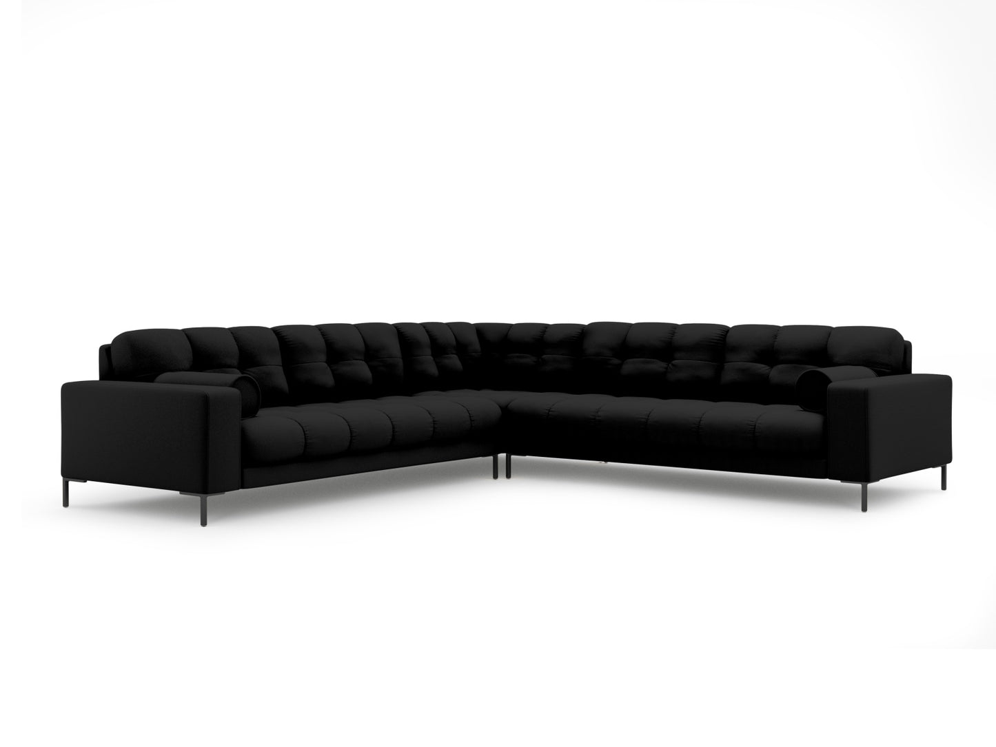 Bali Symmetrical Corner Sofa, 6 Seats, 256x256 cm — Black / Black Metal