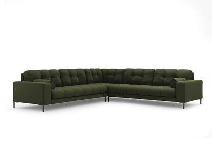Bali Symmetrical Corner Sofa, 6 Seats, 256x256 cm — Green / Black Metal