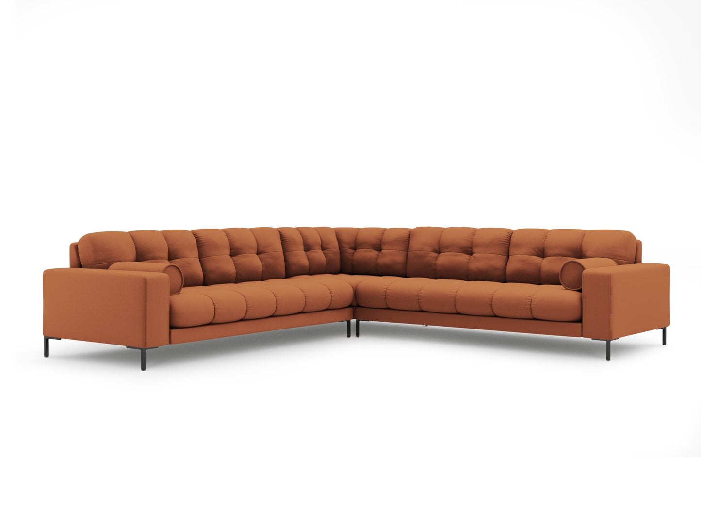 Bali Symmetrical Corner Sofa, 6 Seats, 256x256 cm — Brick / Black Metal