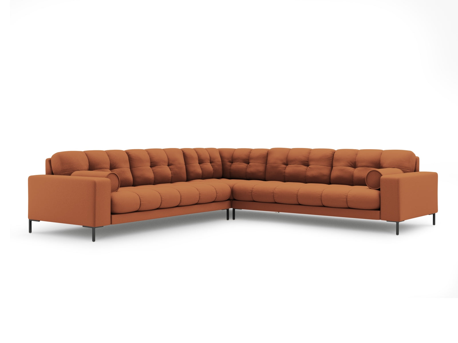 Bali Symmetrical Corner Sofa, 6 Seats, 256x256 cm — Brick / Black Metal