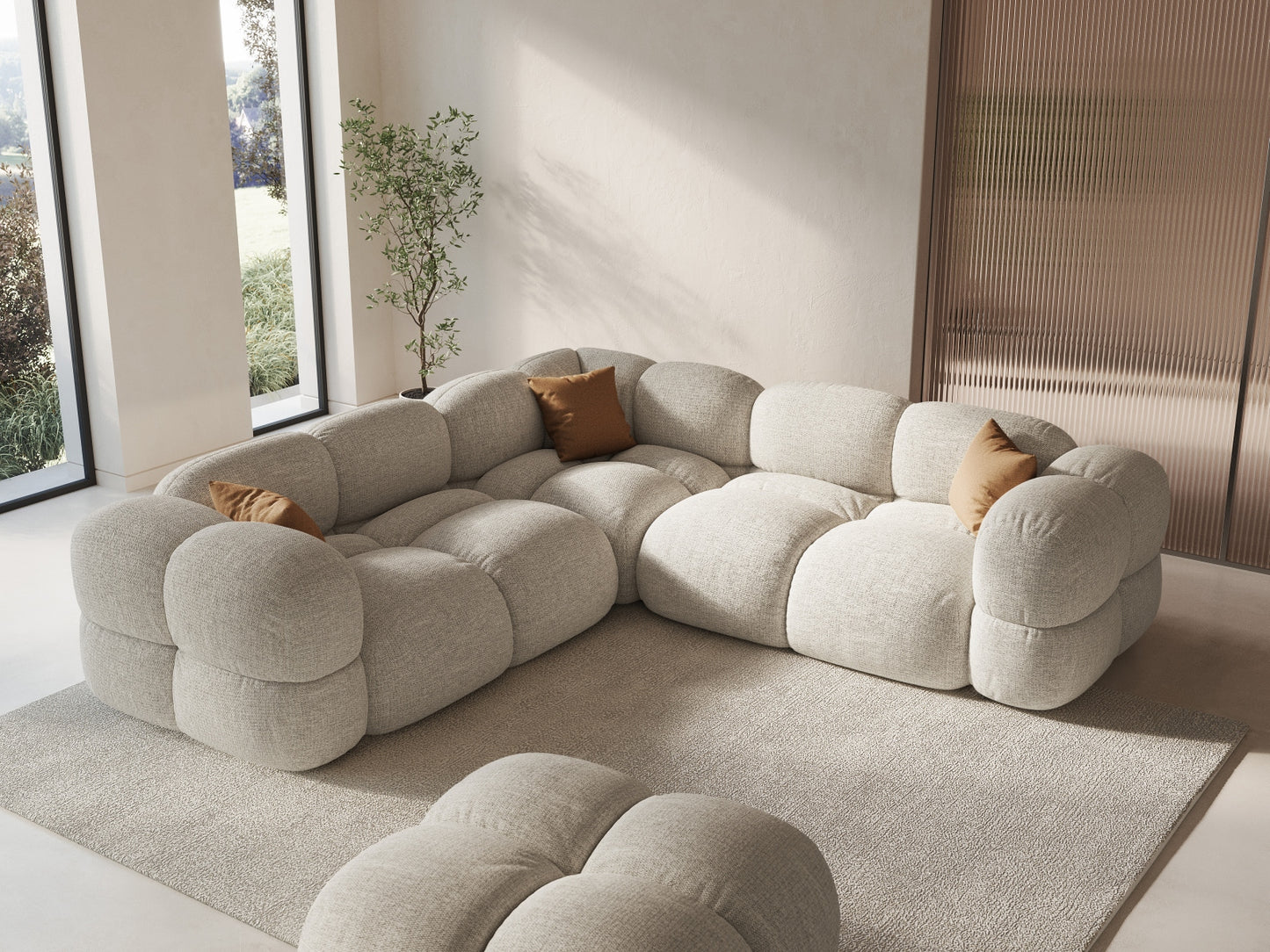 Loretto Symmetrical Corner Sofa, 4 Seats, 250x250 cm