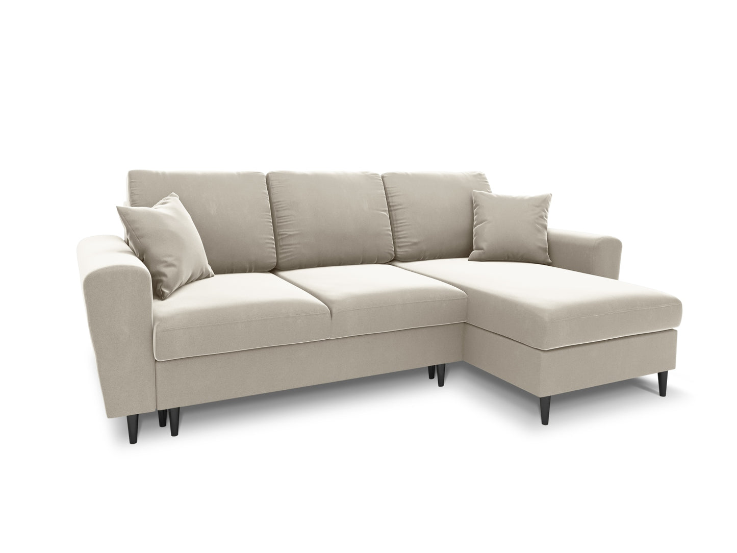Kyoto Reversible Corner Sofa With Bed Function And Box, 4 Seats, 241x145 cm — Light Beige / Black Chrome Metal
