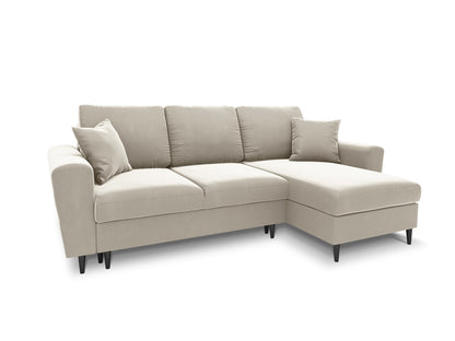 Kyoto Reversible Corner Sofa With Bed Function And Box, 4 Seats, 241x145 cm — Light Beige / Black Chrome Metal